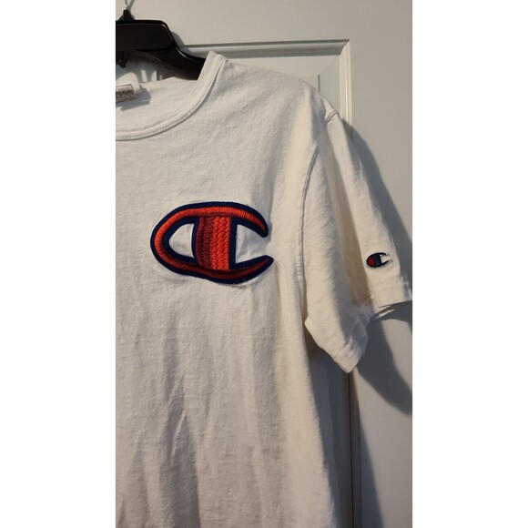 Vintage Champion Stitched T-Shirt White Adult Medium Embroidered Logo Fast Ship - Picture 11 of 12